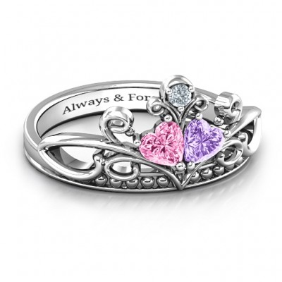Ever Enchanted Double Heart Tiara Ring - Name My Jewelry ™
