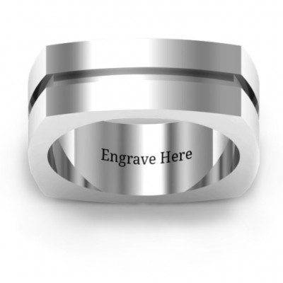 Fissure Grooved Square-shaped Men's Ring - Name My Jewelry ™