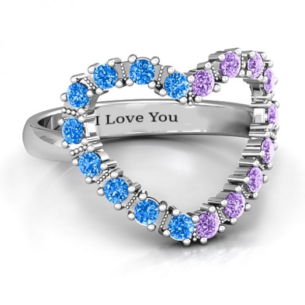 Floating Heart with Stones Ring  - Name My Jewelry ™