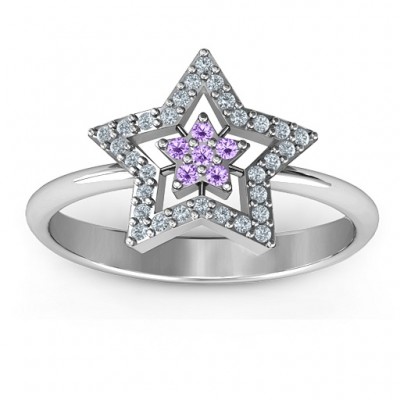 Floating Star with Halo Ring - Name My Jewelry ™