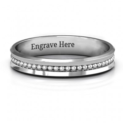 Forge Beaded Groove Bevelled Women's Ring - Name My Jewelry ™