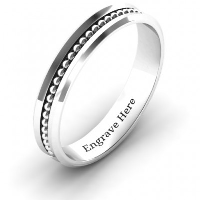 Forge Beaded Groove Bevelled Women's Ring - Name My Jewelry ™
