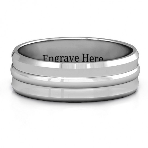 Forge Bevelled and Banded Men's Ring - Name My Jewelry ™