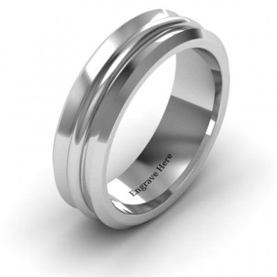 Forge Bevelled and Banded Men's Ring - Name My Jewelry ™