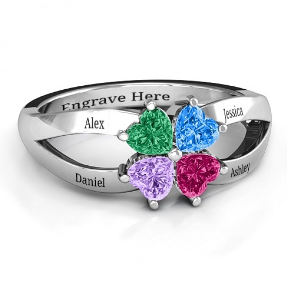 Four Clover Hearts Ring - Name My Jewelry ™
