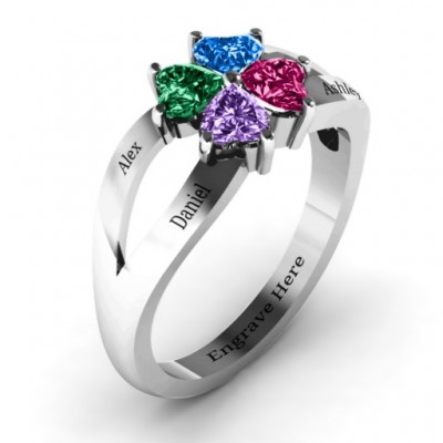 Four Clover Hearts Ring - Name My Jewelry ™