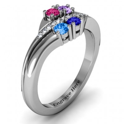 Four Stone Ring with Accents  - Name My Jewelry ™