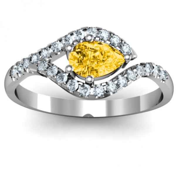 Golden Eye Pear Ring with Accent Infusion - Name My Jewelry ™