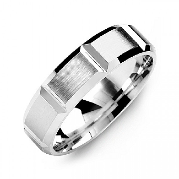 Grooved Men's Ring with Brushed Surface - Name My Jewelry ™