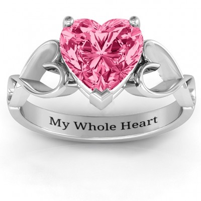 Heart Shaped Stone with Interwoven Heart Infinity Band Ring  - Name My Jewelry ™