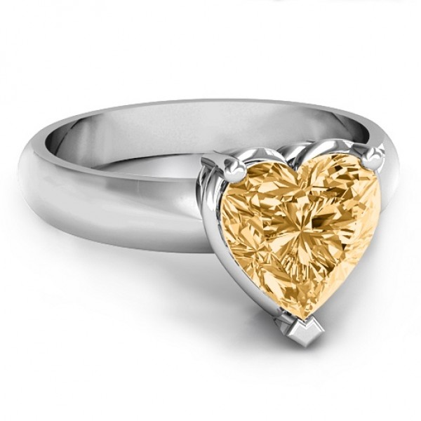 Heart Stone in a Double Gallery Setting Ring  - Name My Jewelry ™