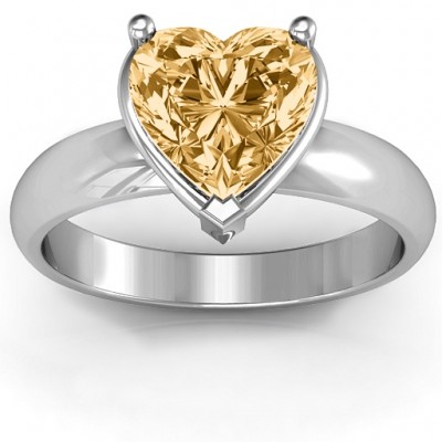 Heart Stone in a Double Gallery Setting Ring  - Name My Jewelry ™