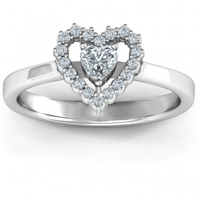 Heart in Heart Halo Ring - Name My Jewelry ™