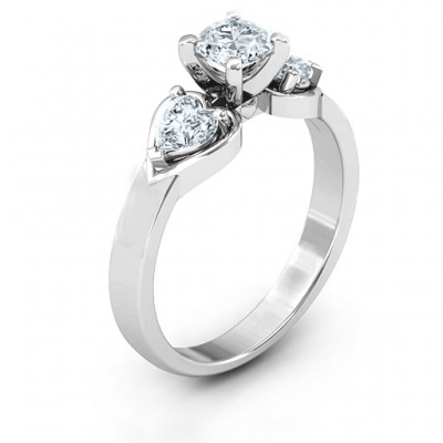 Hearts and Stones Solitaire Ring  - Name My Jewelry ™