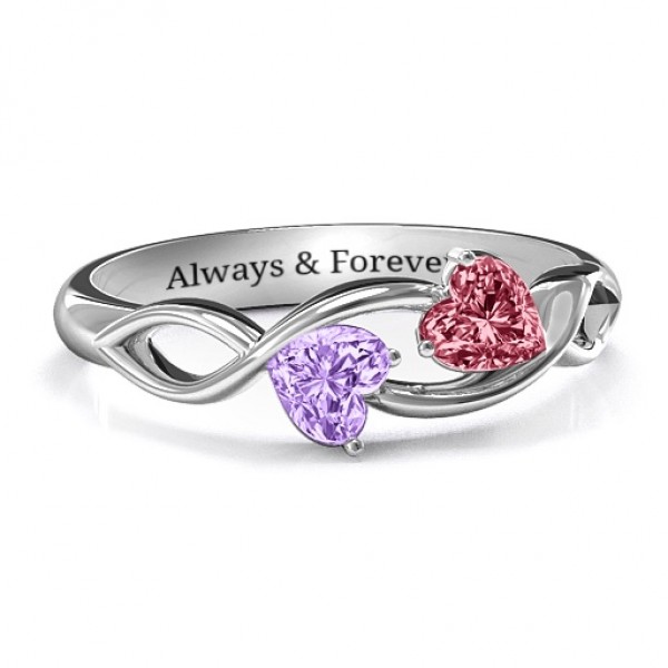 Heavenly Hearts Ring with Heart Gemstones  - Name My Jewelry ™