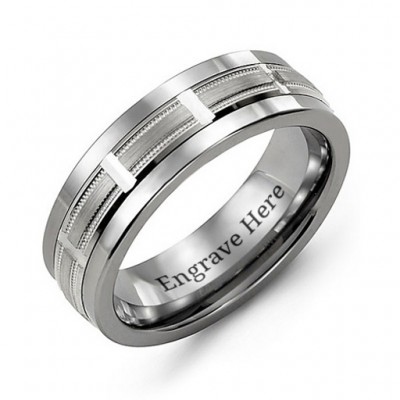 Horizontal-Cut Men's Ring with Beveled Edge - Name My Jewelry ™