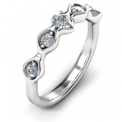 Infinite Wave with Princess Cut Centre Stone Ring  - Name My Jewelry ™
