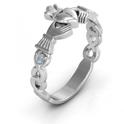 Infinity Claddagh With Side Stones Ring  - Name My Jewelry ™