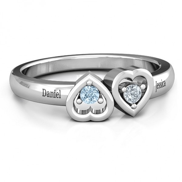 Inverted Kissing Hearts Ring - Name My Jewelry ™
