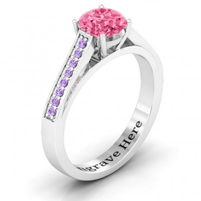Large Round Solitaire Ring with Channel Set Accents - Name My Jewelry ™