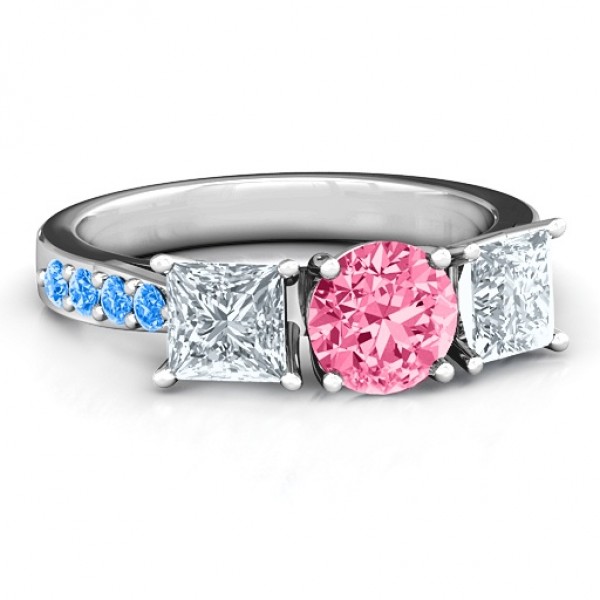 Majestic Three Stone Eternity with Twin Accents Ring  - Name My Jewelry ™