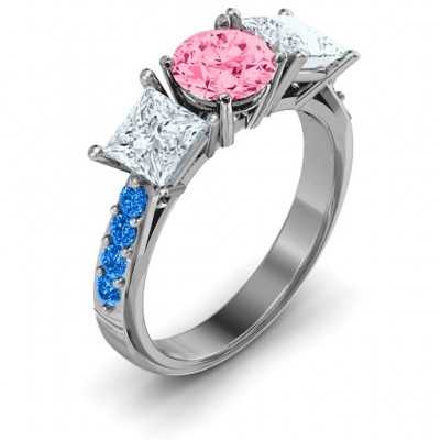 Majestic Three Stone Eternity with Twin Accents Ring  - Name My Jewelry ™