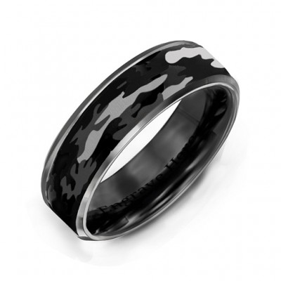 Men's Black Camouflage Tungsten Ring - Name My Jewelry ™