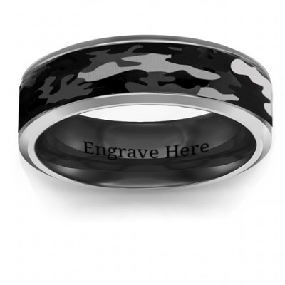 Men's Black Camouflage Tungsten Ring - Name My Jewelry ™
