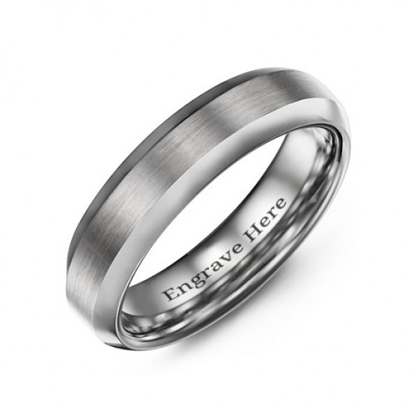 Men's Brushed Centre Polished Tungsten Ring - Name My Jewelry ™