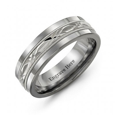 Men's Cut Out XO Centre Tungsten Band Ring - Name My Jewelry ™