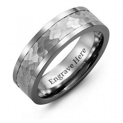 Men's Hammered Tungsten Band Ring - Name My Jewelry ™