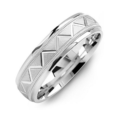 Men's Milgrain Ring with Zig-Zag Pattern - Name My Jewelry ™