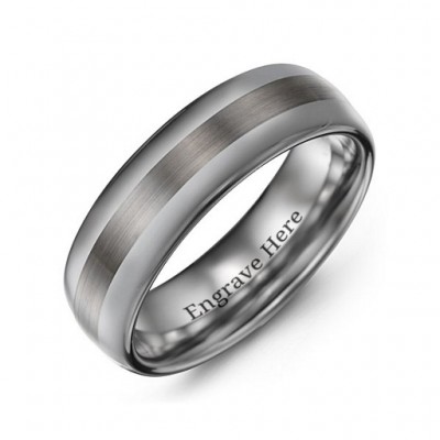 Men's Polished Brushed Centre Tungsten Ring - Name My Jewelry ™
