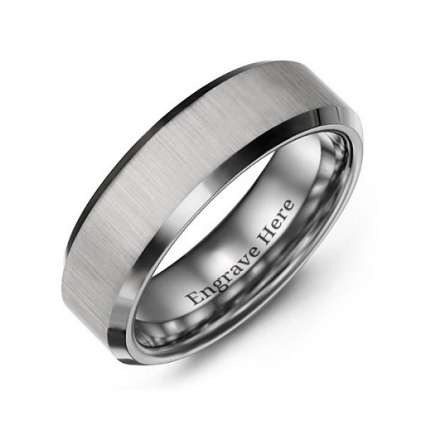 Men's Satin Finish Centre Polished Tungsten Ring - Name My Jewelry ™