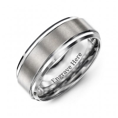 Men's Tungsten Brushed Centre Ring - Name My Jewelry ™