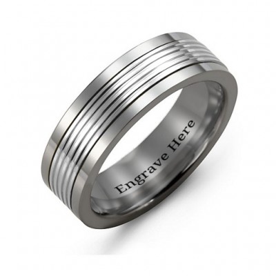 Men's Tungsten Inlay Band Ring - Name My Jewelry ™