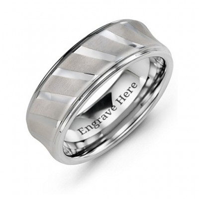 Men's Tungsten Ring with Diagonal Brushed Stripes - Name My Jewelry ™