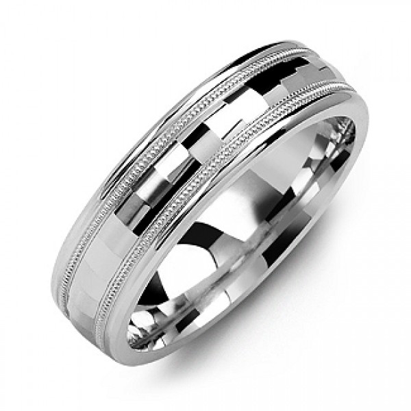 Milgrain Men's Ring with Baguette-Cut Centre - Name My Jewelry ™