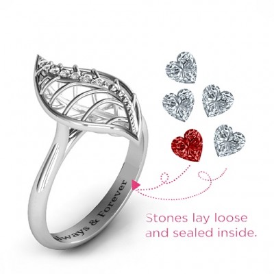Mint to Be Cage Leaf Ring with Accents - Name My Jewelry ™