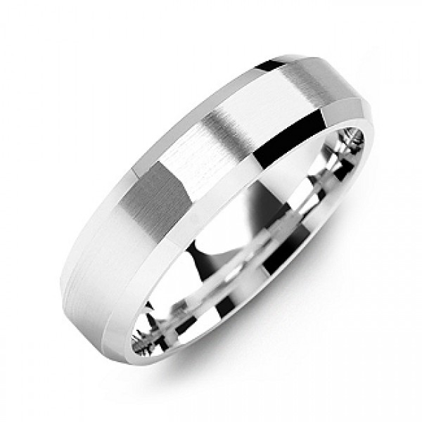 Modern Brushed Men's Ring with Beveled Edges - Name My Jewelry ™