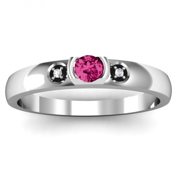 Open Bezel Cut Ring with Accents Stones  - Name My Jewelry ™