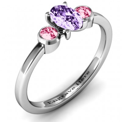 Oval Centre with Twin Bezel Rounds Ring - Name My Jewelry ™