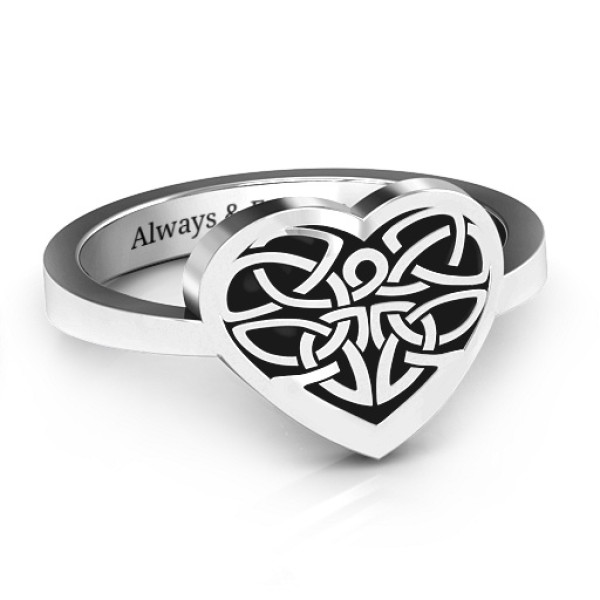 Oxidized Silver Celtic Heart Ring - Name My Jewelry ™