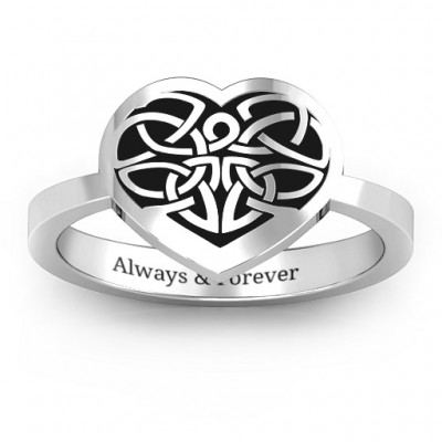 Oxidized Silver Celtic Heart Ring - Name My Jewelry ™