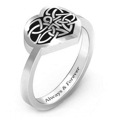 Oxidized Silver Celtic Heart Ring - Name My Jewelry ™