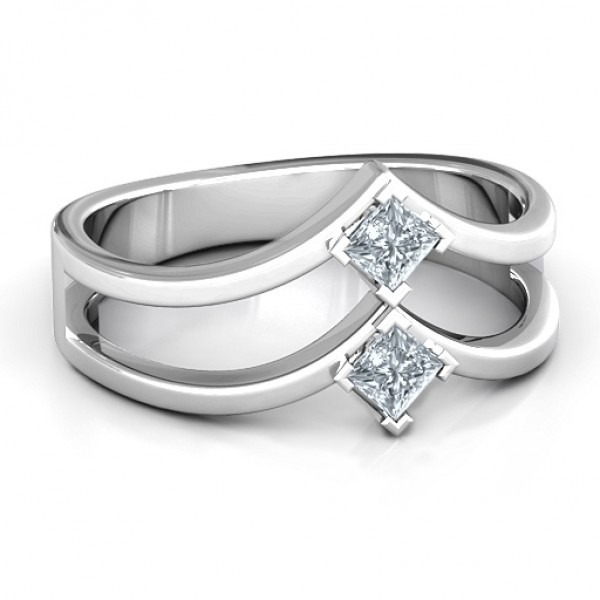 Peaks and Valleys Geometric Ring With Princess Stones  - Name My Jewelry ™