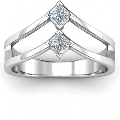 Peaks and Valleys Geometric Ring With Princess Stones  - Name My Jewelry ™