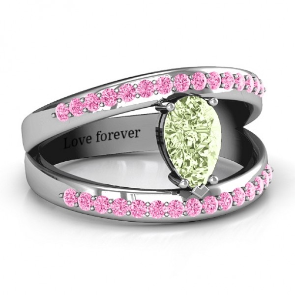 Pear With Flair Ring with Accents - Name My Jewelry ™