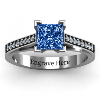 Princess Cut Ring with Channel Set Accents - Name My Jewelry ™