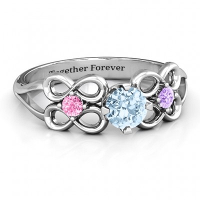 Quad Infinity Ring with Centre stone and Dual Accent Ring  - Name My Jewelry ™